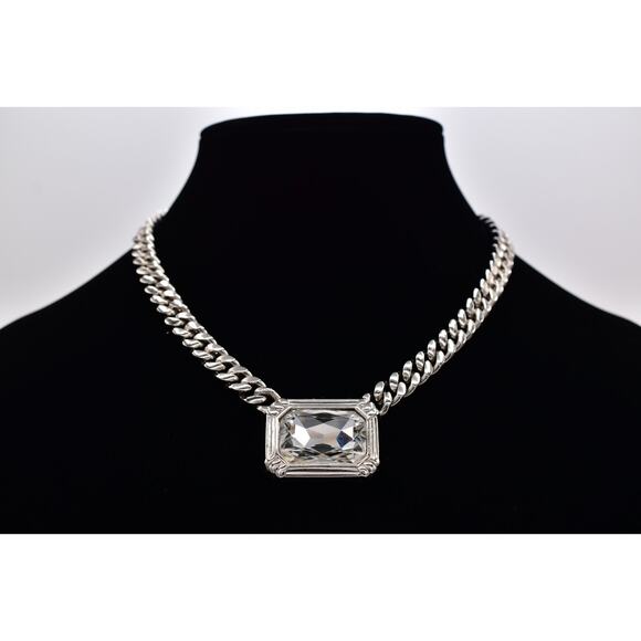 SAL Swarovski Vintage" Crystal Collar Necklace Baguette Chunky Signed 80s Bin6A - Picture 1 of 12